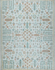 Ivory Oushak floral hand-knotted wool area rug, full overhead view