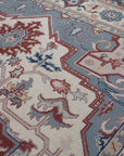 Ivory medallion rug angled field and medallion detail
