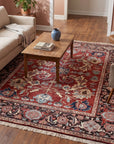 Lila Chic Red Hand Knotted Wool Rug in a living room