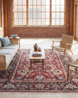 Lila Chic Red Hand Knotted Wool Rug in a sunroom