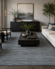 Blue Contemporary Transitional Hand-Loomed Wool Area Rug, 10' x 14'