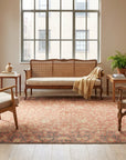 Lydia Jasmine Red Hand Knotted Wool Rug in a sunroom