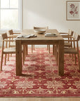 Majestic Artisan Red Hand Knotted Afghan Wool Rug in a dining room