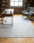 Majestic Chic Charcoal Handmade Wool Rug in a home office