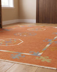 Maya Kilim Rust Flatweave Wool Rug in a entryway