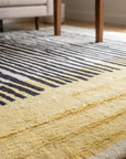 Mira Iris Yellow Hand Knotted Wool Rug in a living room