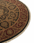 Navy Jaipur traditional round hand-knotted wool area rug