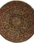 Navy Jaipur traditional round hand-knotted wool area rug