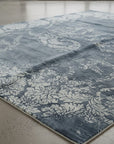 Black and ivory transitional abstract bamboo silk and wool hand-knotted area rug