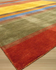 Multicolor Contemporary Stripe Gabbeh Handmade Wool Rug