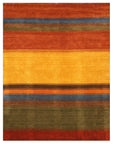 Multicolor Contemporary Stripe Gabbeh Handmade Wool Rug