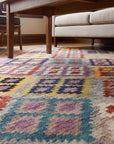 Nadia Kilim Multicolor Flatweave Wool Rug in a living room