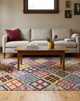 Nadia Kilim Multicolor Flatweave Wool Rug in a living room