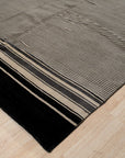 Black and Beige Stripe Handmade Wool Rug