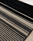 Black and Beige Stripe Handmade Wool Rug