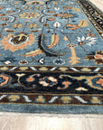 Navy Traditional All Over Hand-Knotted Wool Area Rug, 9' x 12'