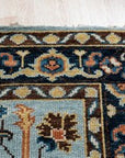 Navy Traditional All Over Hand-Knotted Wool Area Rug, 9' x 12'
