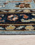 Navy Traditional All Over Hand-Knotted Wool Area Rug, 9' x 12'