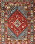 Red Traditional Medallion Hand-Knotted Wool Area Rug, 8' x 10'