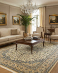 Ivory Naiin traditional oriental hand-knotted wool and silk area rug