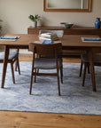Para Nadia Blue and Ivory Hand Tufted Wool Rug in a dining room