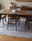 Para Nadia Blue and Ivory Hand Tufted Wool Rug in a dining room