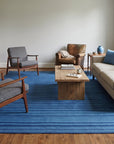 Para Penelope Blue Flatweave Wool Rug in a living room
