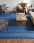 Para Penelope Blue Flatweave Wool Rug in a living room
