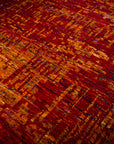 Sari-silk red abstract Anand rug field detail