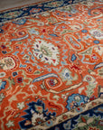 Rust Oushak rug allover floral field detail