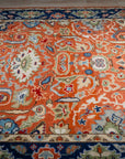 Rust Oushak rug top-down field detail