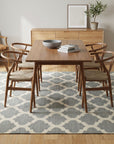 Selene Elena Gray Flatweave Wool Rug in a dining room