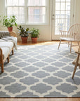 Selene Elena Gray Flatweave Wool Rug in a sunroom