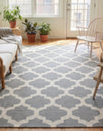 Selene Elena Gray Flatweave Wool Rug in a sunroom