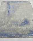 Steel Blue Gray Abstract Hand Knotted Wool Rug KC20000BL 8x10 angled view
