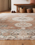 Trendy Traditional Brown Hand Knotted Wool Rug in a entryway
