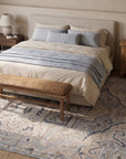 Unique Comfortable Blue Hand Knotted Wool Rug in a bedroom