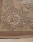 Vintage Aubusson Flat Weave Wool Rug, Beige Rose Bouquet