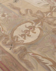 Vintage Aubusson Flat Weave Wool Rug, Beige Rose Bouquet