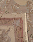 Vintage Aubusson Flat Weave Wool Rug, Beige Rose Bouquet
