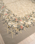 Vintage Aubusson Flat Weave Wool Rug, Grey Grapevine Trellis