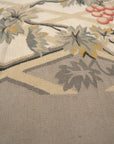 Vintage Aubusson Flat Weave Wool Rug, Grey Grapevine Trellis