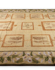 Vintage Aubusson Flat Weave Rug, Ivory Botanical Panel