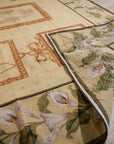 Vintage Aubusson Flat Weave Rug, Ivory Botanical Panel