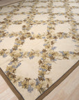 Vintage Aubusson Flat Weave Wool Rug, Ivory Grapevine Lattice