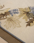 Vintage Aubusson Flat Weave Wool Rug, Ivory Grapevine Lattice