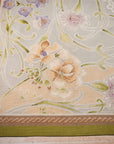 Vintage Aubusson Flat Weave Rug, Light Blue Art Nouveau Floral