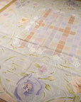 Vintage Aubusson Flat Weave Rug, Light Blue Art Nouveau Floral