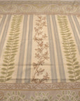 Vintage Aubusson Flat Weave Wool Rug, Lilac Grey Fern and Vine Stripe