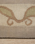 Vintage Aubusson Flat Weave Wool Rug, Lilac Grey Fern and Vine Stripe